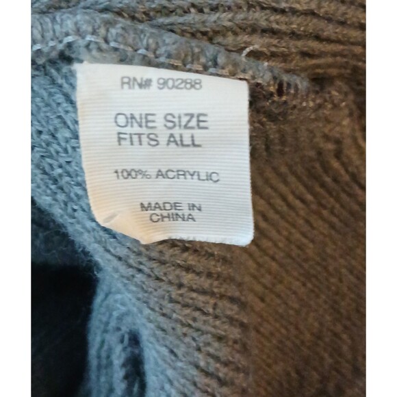 Adidas Pom Beanie Gray Blue Burgundy Knit Hat OS Y2K Streetwear Retro EUC - Picture 6 of 6